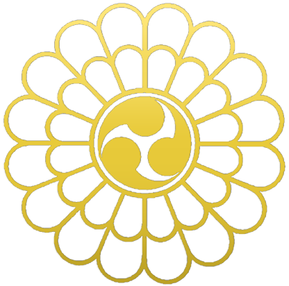 The emblem of the Matayoshi Kobudo Kodokan in a gold colour